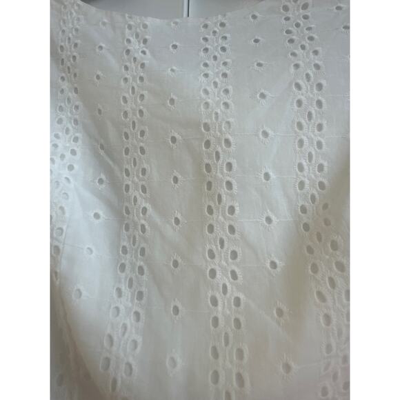 GB White Cropped Tie in the Back Eyelet Long Sleeve Blouse, Boho, Beachy - Picture 3 of 7